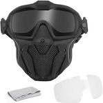 Airsoft Full Face Mask with Anti-Fog Fan System, Detachable Anti-Fog Goggles, Used for Airsoft Paintball Hunting Games, Motorcycles and Other Outdoor Activities.