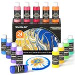 Shuttle Art 24 Pack Metallic Acrylic Pouring Paints Kit, 60ml/2oz, 23 Metallic Colours Pouring Acrylic Paints Set with 1 Silicon Oil, Rich Pigment, Ready-to-pour Paint for Canvas, Rock, Ceramic, Wood