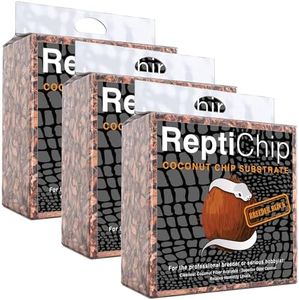 ReptiChip Compressed Coconut Chip Substrate for Reptiles 72 Quart Coco Husk Bedding Brick for Ball Pythons, Snakes, Tortoises, Geckos, Frogs, or Lizard Terrarium Tanks (3Pk)