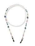 Heddz Crystal Beaded & Silver Filigree Spectacle Chain With Evil Eye For Women Sunglass Spectacle Cord Neck Strap String Chain Link Holder Lightweight Chain Lanyard for Eyewear Frames (Tricolor)