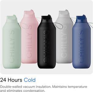 Chilly's Series 2 Flip Water Bottle, 500ml – Blush Pink, Sports Lid, Straw
