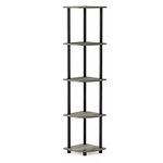 Furinno Turn-N-Tube 5 Tier Corner Display Rack Multipurpose Shelving Unit, French Oak/Black