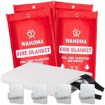 Wamoma Fire Suppression Blanket with Hooks - Waterproof, Oil-Resistant, Fiberglass Fire Blanket for Home, Kitchen, Grill, BBQ, Fireplace with Rapid Deployment | Reusable Fire Resistant Safety Sheet