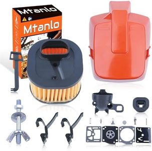 Mtanlo Top Air Filter Cover & Holder for Husqvarna 362 365 371 372XP, Carb Kit with Adaptor & Throttle Rod Clip