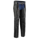 Milwaukee Leather Chaps for Women Black Premium Skin Rubbed Seams- Accented Lace Detailing Motorcycle Chap- MLL6526 - Large