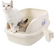 Sofityou Cat Litter Box Open Top Litter Boxes Pet Pan with Litter Scoop is Designed to Offer Cats Plenty of Room and Quick Accessibility (M)