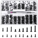 Nivofu 500 Pcs Mini Screws Assortment Kit,Micro Screws Set,18 Kinds Small Multi-Purpose Phillips Head Micro Screws,Tiny Electronic Screws Assortment Kit,Phone Watch Repair Stainless Steel Screws Tool Kit with Screwdriver (BLACK)