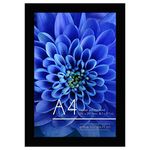 Americanflat A4 Picture Frame in Black - Engineered Wood with Shatter Resistant Glass - Horizontal and Vertical Formats for Wall and Tabletop - 21x29.7 cm