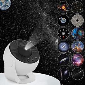 VanSmaGo Galaxy Projector, 12 in 1 Planetarium Star Projector Realistic Starry Sky Night Light with Solar System Constellation Moon for Kids Adults Bedroom Ceiling Home Theater Living Room, White