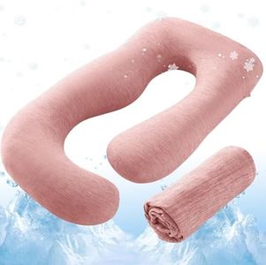 Sasttie Cooling Pregnancy Pillow Cover, 57-inch U Shaped Pregnancy Pillow Case, Fits 55 to 57 Inch Maternity Pillow, Blush (No Pillow Insert)