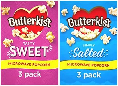 Microwave Popcorn Selection Butterkist 2 Varieties Salted & Sweet 3 x 60g Bags Each Flavour Instant Party Night In Cinema Food