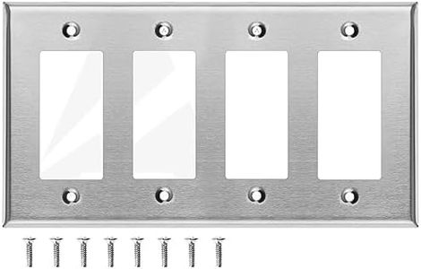 (25 PACK) Stainless Steel Outlet Covers for Decorator Switches, 4-Gang Standard Size, 4.5'' x 8.19'', Light Switch Cover Plate, Decorative Outlet Covers, Metal Wall Plate Cover, Screws Included