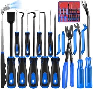 Keze 17 Pcs Hook and Pick Set Auto Trim Removal Tool Kit,Clip Plier Remover Tool Gasket Scraper Telescoping Magnetic Pickup Tool for Automotive Repair and Car Body Door Panel Fastener Removal