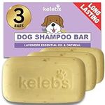 Kelebs Dog Shampoo for Sensitive Skin | Puppy Shampoo | Dog Shampoo for Itchy Skin and Smelly Dogs | All Natural Soap Bar with Lavender Oil | Oatmeal Dog Shampoo Bar | Zero Plastic Waste, Vegan 3PCS