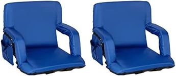 Flash Furniture Malta Portable Stadium Seats for Bleachers or Benches, Padded Stadium Chairs with Backpack Straps and Storage, Pack of 2, 265 lb. Weight Capacity, Blue