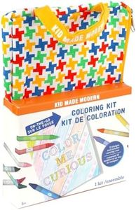 Kid Made Modern On The Go Coloring Set & Travel Art Supplies Kit with Coloring Book & Crayons for Kids Ages 5+ | 12 Crayons Color Box for Drawing