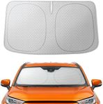 WOLFBOX Upgraded Graphene Car Sun Shade – Rapid Heat Dissipation Technology, Blocks 99% UV, Foldable Windshield Sunshade for Front Window(X-Large 64.17''L*34.25''W)