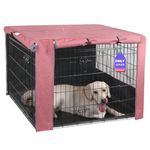 HiCaptain Pink Dog Crate Cover for 36 Inches Wire Crates, Heavy-Duty Polyester Indoor Dog Kennel Cover Universal Fit for 1 2 Doors Standard Metal Cage (Upgrade Two-Tone Pink)