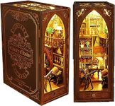 DIY Book Nook Kit,DIY Dollhouse Miniature House Bookshelf Decor with LED Light,3D Wooden Puzzle - Bookends Model Kit Creativity Gifts for Teens and Adults (Library of Books)