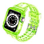 SHININGCARE Clear Watch Band for Apple Watch Strap 38mm 40mm 41mm, Crystal Clear Sport Watch Strap Women Men, with Protective Bumper Case for iWatch Series 8 7 6 5 4 3 2 1 SE (Bright Green)