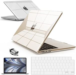 IBENZER Compatible with 2024 2023 2022 MacBook Air 13 inch Case M3 A3113 M2 A2681, Hardshell Case & KeyboardCover & ScreenFilm & Type-C Adapter for Mac Air 13.6, Crystal Clear, AT13-KK-CYCL+2TC