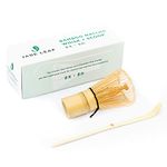 Jade Leaf - Traditional Bamboo Matcha Whisk (Chasen) + Scoop (Chashaku) - Replacement Tea Set for Frequent Matcha Green Tea Powder Preparation