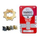 Regal Games Double 12 Mexican Train Dominoes with Wooden Hub and Metal Trains