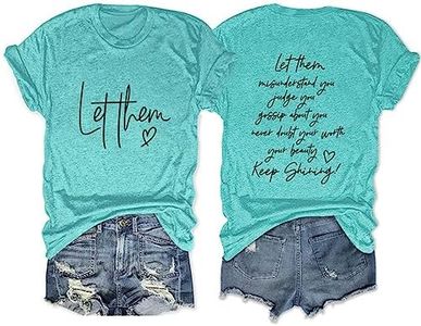 Let Them Misunderstand You T Shirts Womens Funny Letter Graphic Casual Short Sleeve Tops (1PC Printed Front and Back)