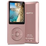 AGPTEK 64GB Classic MP3 Player, Ultra-Long Battery Life up to 70 Hours, Super Light 30g, Hi-Fi Lossless Music Playback, Small Sports MP3 Player for Kids/Adults, TF Card up to 128G – Pink