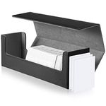 Weewooday Desk Box 400 Card Desk Box Card Storage Box Magnetic Card Holder Box PU Leather Deck Sleeves Compatible with MTG Trading Card Storage Games, 12.2 x 4.4 x 3.74 Inches (Black)