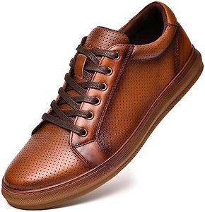 Casual Sneakers, Originals Oxford Lace-up Leather Shoes for Men Brownness 10.5