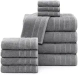 Casa Platino Bath Towels, 12 Piece Towel Set, 4 Large Bath Towels(30"x 60"), 4 Hand Towels & 4 Washcloths, 100% Ring Spun Cotton Towels for Bathroom, Bathroom Towel Set, Soft Towels - Ultimate Grey