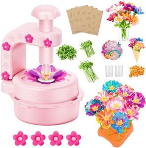 Fabric Flower Bouquets Toys,DIY Craft Kits for Kids,Arts and Crafts Toy for 3+ Year Old Girls,Flowers Market Toy,Build Your Flower Bouquet,Educational Preschool Learning Toys for Birthday,Christmas