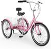 MOONCOOL Adult Tricycles 3 Wheel 7 Speed Trikes, 20/24/26 inch Adult Trikes 3 Wheeled Bike with Basket for Seniors, Women, Men
