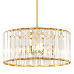 YURNYQ Gold Crystal Chandelier, Modern Semi Flush Mount Chandelier 3-Lights Ceiling Lighting Fixtures, Round Kitchen Ceiling Hanging Pendant Light for Bedroom Entryway Foyer Dining Room, 11.6 Inch