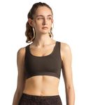 Jockey AP20 Women's Wirefree Padded Tactel Nylon Elastane Stretch Full Coverage Racerback Styling Sports Bra with StayFresh and StayDry Treatment_Coffee_M