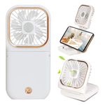 FADACHY Handheld Fan, Portable Fan with 3 Speeds 3000 mAh USB Rechargeable Power Bank, Battery Powered 180° Foldable Desk Fan Cooling for Desktop School Office Home Travel Camping