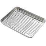 Baking Sheet with Rack Set (1 Sheet + 1 Rack), HaWare Stainless Steel Cookie Sheet for Oven Baking, 12.5”x9.5” Baking Pan Tray with Cooling Rack, Non Toxic & Heavy Duty, Dishwasher Safe