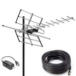 pingbingding Outdoor Digital Amplified Yagi HDTV Antenna, Built-in High Gain and Low Noise Amplifier, 40FT RG6 Coaxial Cable, 120 Miles Range with UHF and VHF Signal