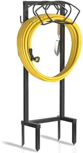 VyGrow Garden Hose Holder - Upgraded Water Heart Hose Holder Holds 150Ft Hose - Freestanding Heavy Duty Hanger Storage Holder - Sturdy 4-legged Hose Reel Rack Stand & Caddy for Outside Yard Lawn