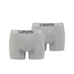 Levi's Men's Melange Wasitband Organic Cotton Boxer Brief (Pack of 2), Mid Grey Melange, XL