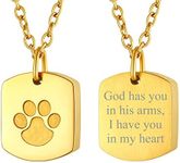 Personalized Dog Tag Pendant Urn Necklaces for Ashes with Pet Paw Print Claw 18K Gold Plated Custom Inscription Engraved Keepsake Memorial Cremation Jewelry for Men PAPA Family