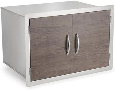Stanbroil Double Door Dry Storage Pantry, 30-Inch Wood Grain Storage Cabinet BBQ Access Door for Outdoor Kitchen, BBQ Island and Grill Station