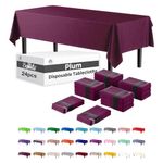 24-Pack Plum Plastic Table Cloth - 54In. x 108In. Disposable Tablecloth for Parties - Rectangle Tablecloth - Disposable Table Cloths for Parties - Plastic Table Cover for Picnics - Exquisite