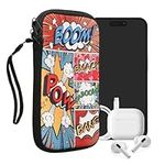 kwmobile Neoprene Sleeve for Smartphone Size XXL - 7" - Shock Absorbing Pouch Case - Protective Phone Bag - Comic Book Symbols Multicolor