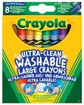 CRAYOLA Ultra-Clean Washable Large Colouring Crayons - Assorted Colours (Pack of 8) | Kids Arts & Crafts | Ideal for Kids Aged 3+