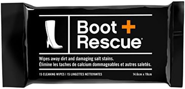 BootRescue all-natural cleaning wipes for leather and suede boots. Remove salt stains & grime. Re-sealable pack of 15 Wipes.