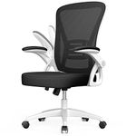 rattantree Office Chair, Mid Back Ergonomic Desk Chair with Flip-up Armrest, Computer Swivel Chair with Back Support, Adjustable Conference Executive Manager Chair for Home/Office Use-White