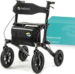 Helavo Foldable All Terrain Walker with Seat - Outdoor Walker for Seniors with Large 12" Pneumatic Tires for Perfect Comfort on All Surfaces