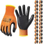 MANUSAGE Safety Work Gloves, Nitrile Work Gloves For Men and Women, Work Gloves With Touchscreen Fingers, Work Gloves men, Men's work gloves with grip,mechanics gloves (Size XXL, Orange, 24-pairs)